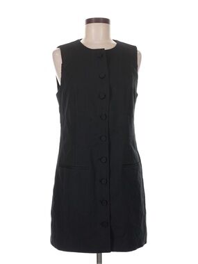 Abercrombie & Fitch Black Sleeveless Button-Front Mini Dress